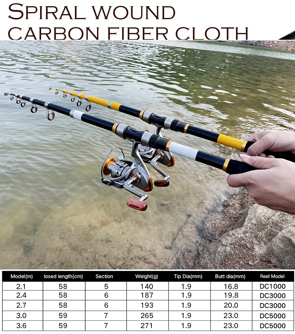 Carbon Fiber Fishing Rod Or Rod Reel Combos Portable Telescopic Fishing Pole 13BB Spinning Reel Fishing Set