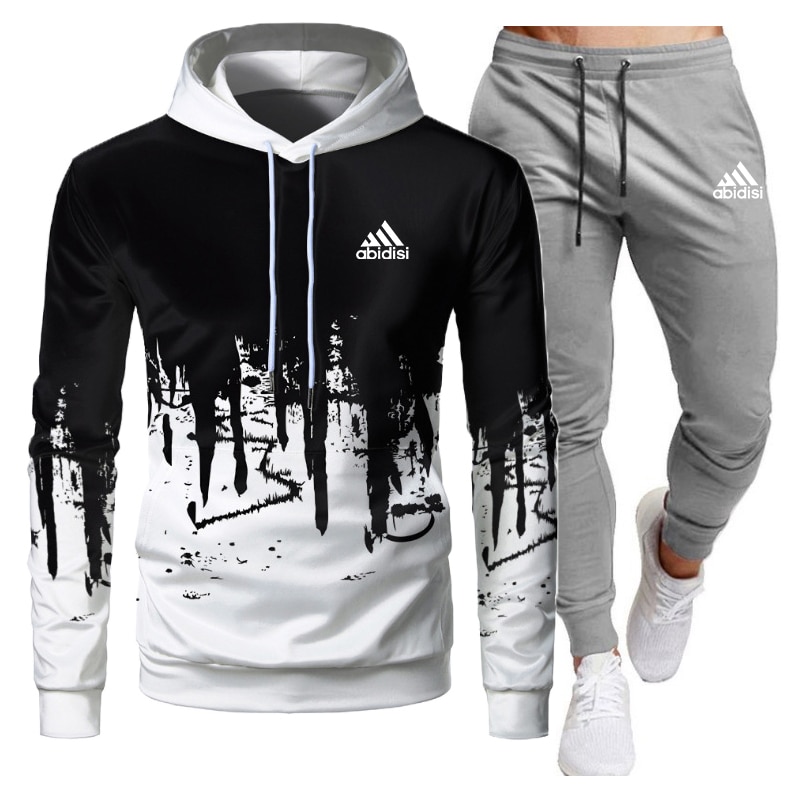 Tracksuit Men Sets Winter Hoodies Pants 2 Piece Set 2021 Running Hoody Mens Brand Sweatshirt Sport Joggers Sweatpants Suit Male