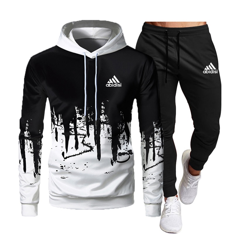 Tracksuit Men Sets Winter Hoodies Pants 2 Piece Set 2021 Running Hoody Mens Brand Sweatshirt Sport Joggers Sweatpants Suit Male