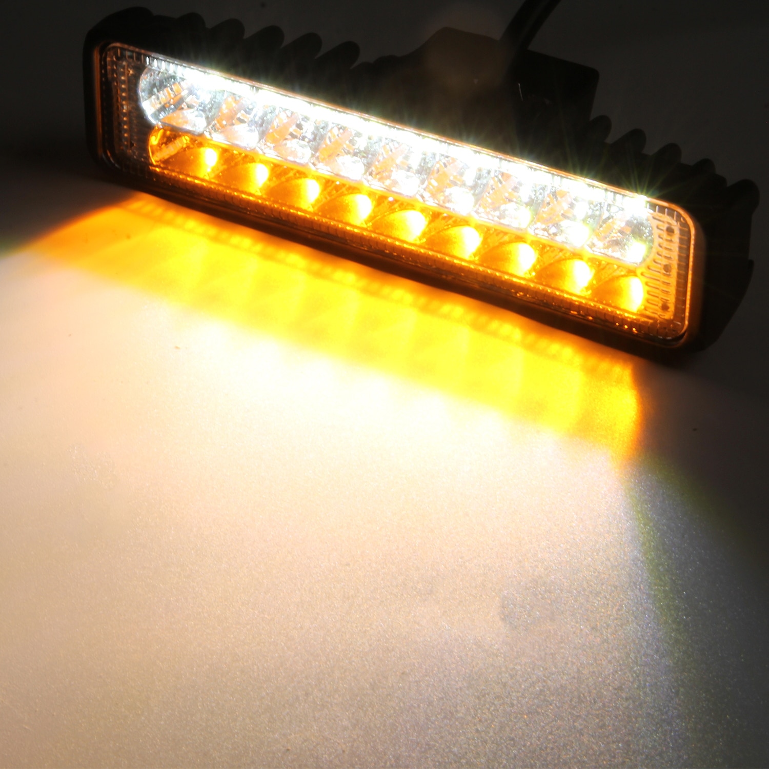 1pcs 6 Inch LED Amber/White Work Light Bar Flood Fog Driving Lamp Car Truck SUV ATV 4WD Motorcycle Boat Tractor Trailer Offroad