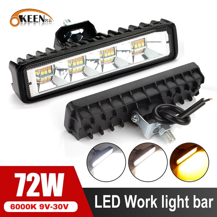 OKEEN 72W 24Led Work Light Bar Headlight Spotlight For Car Motorcycle Truck Boat Tractor ATV SUV Offroad Auto Accessories 9V-30V