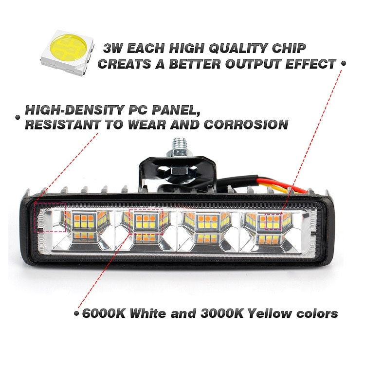 OKEEN 72W 24Led Work Light Bar Headlight Spotlight For Car Motorcycle Truck Boat Tractor ATV SUV Offroad Auto Accessories 9V-30V