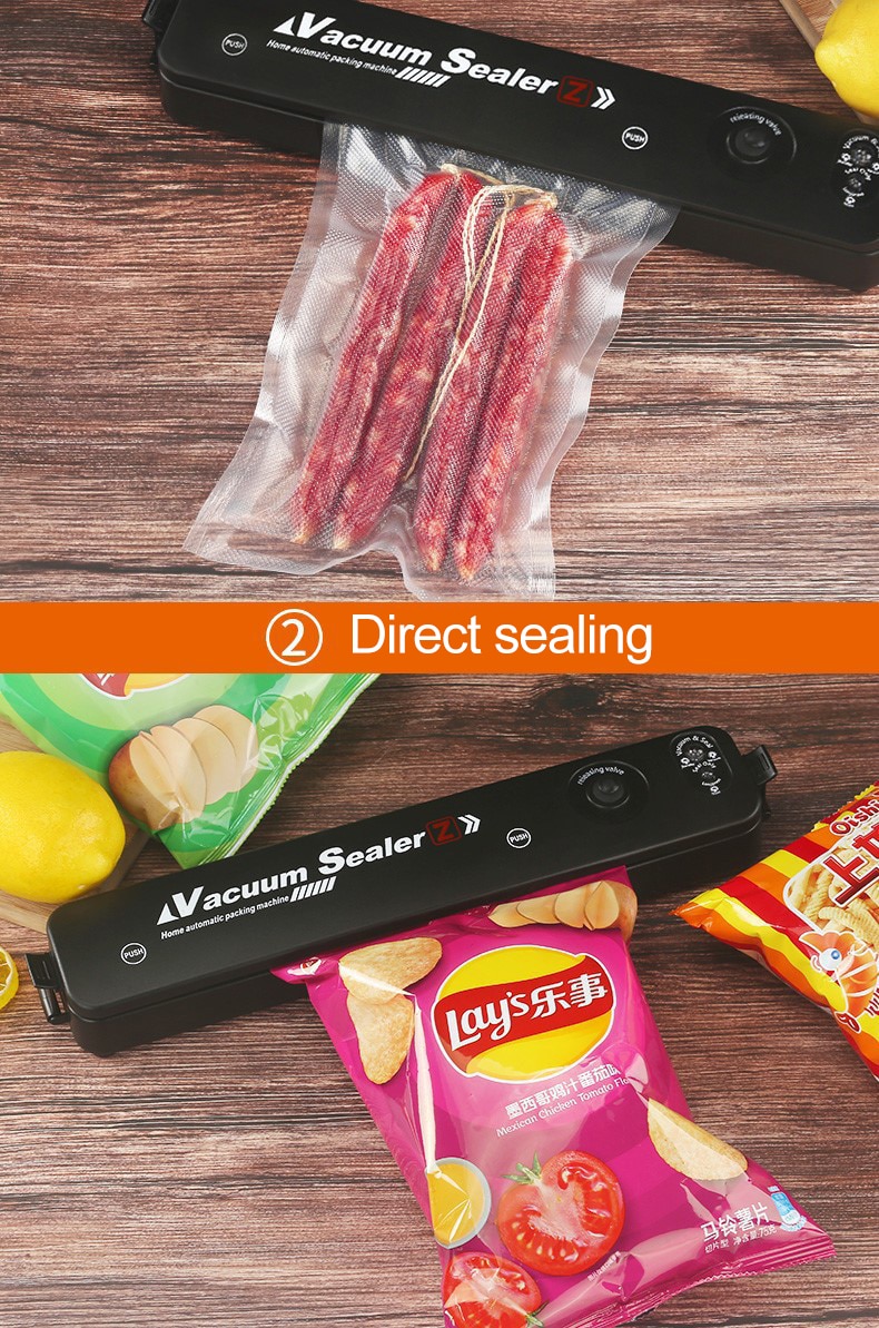 Food Vacuum Sealer  220V/110V Vacuum Sealer Packaging Machine with Free 10pcs Vacuum bags Household Black