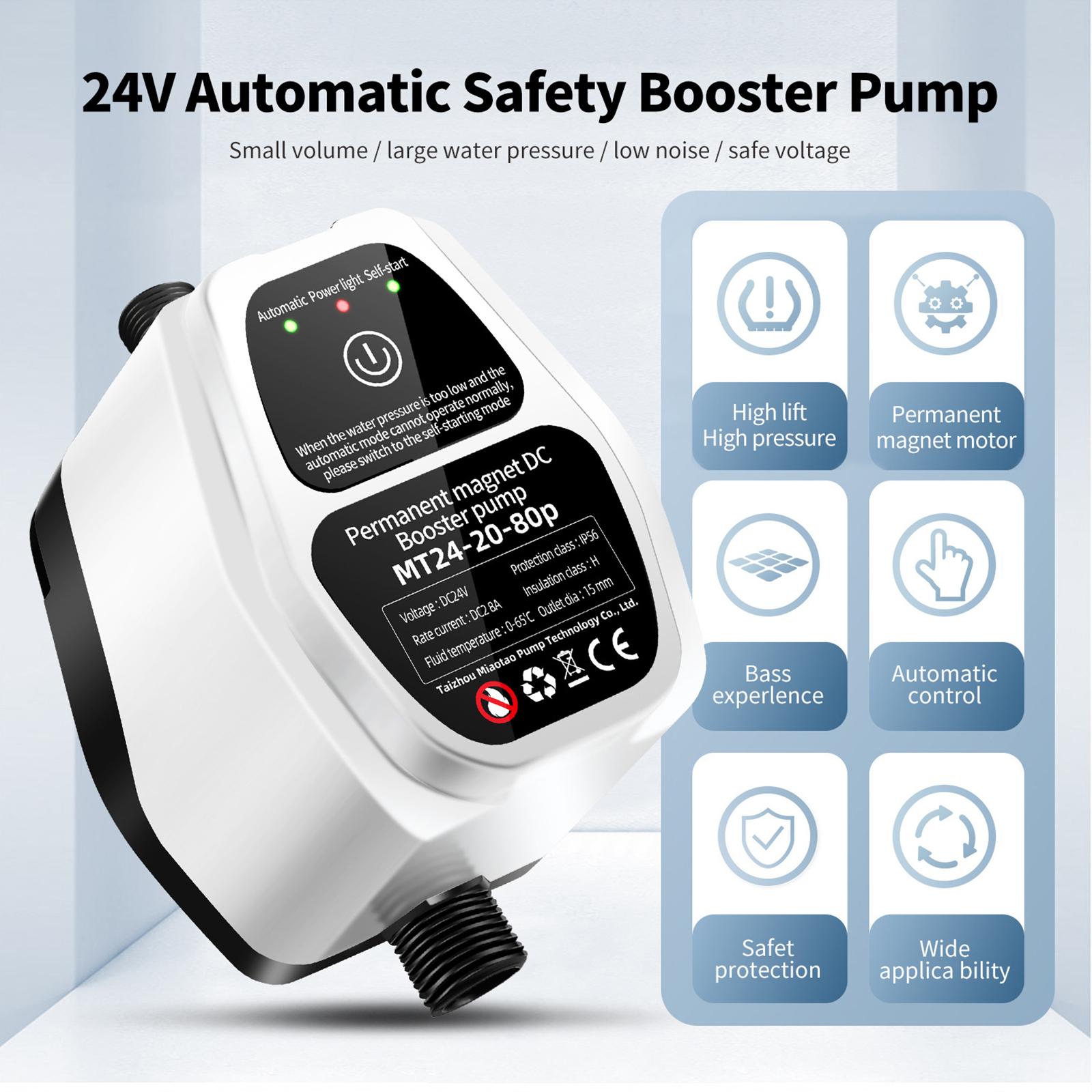 Household Water Pressure Pump, Shower Booster Pump Auto with Controller Jet Pump System Connector Brushless for Kitchen