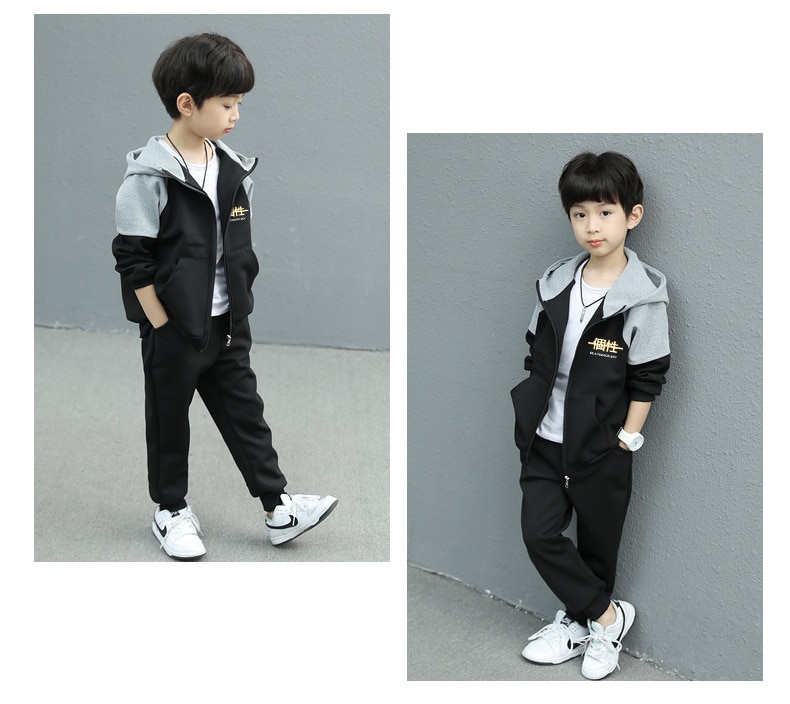 Child Boy Clothing Set Letter Hoodies Coats + Pants 2Pcs Tracksuit Suit For Kids Children Present