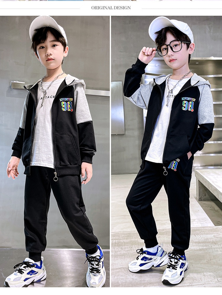 Child Boy Clothing Set Letter Hoodies Coats + Pants 2Pcs Tracksuit Suit For Kids Children Present