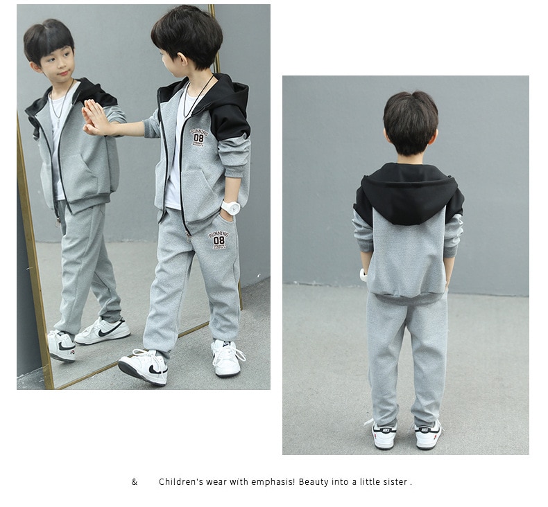 Child Boy Clothing Set Letter Hoodies Coats + Pants 2Pcs Tracksuit Suit For Kids Children Present