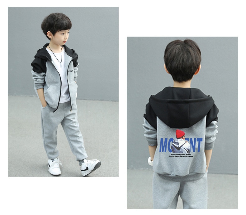 Child Boy Clothing Set Letter Hoodies Coats + Pants 2Pcs Tracksuit Suit For Kids Children Present