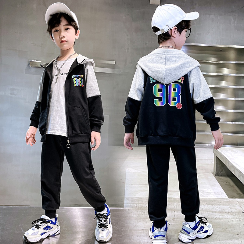 Child Boy Clothing Set Letter Hoodies Coats + Pants 2Pcs Tracksuit Suit For Kids Children Present