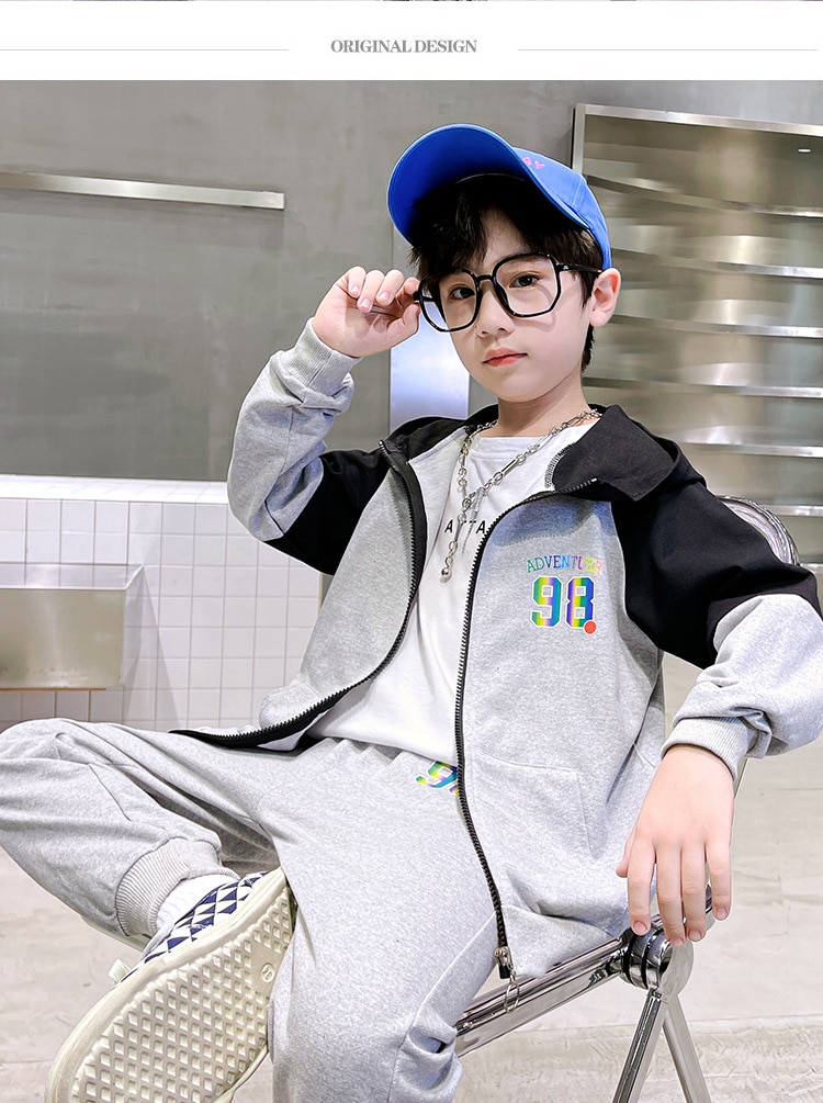 Child Boy Clothing Set Letter Hoodies Coats + Pants 2Pcs Tracksuit Suit For Kids Children Present