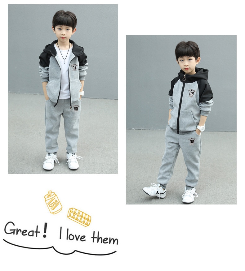 Child Boy Clothing Set Letter Hoodies Coats + Pants 2Pcs Tracksuit Suit For Kids Children Present