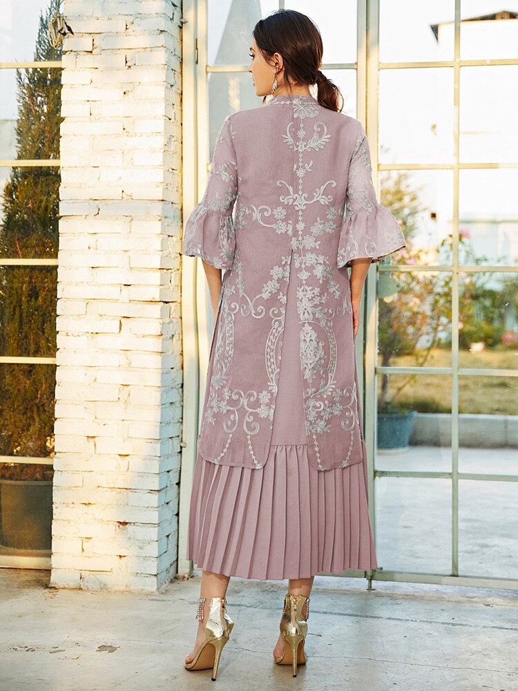 TOLEEN Women Luxury Elegant Maxi Long Shirt Dresses 2022 Summer Casual Embroidery Abaya Muslim Turkey Evening Party Robe Vestido