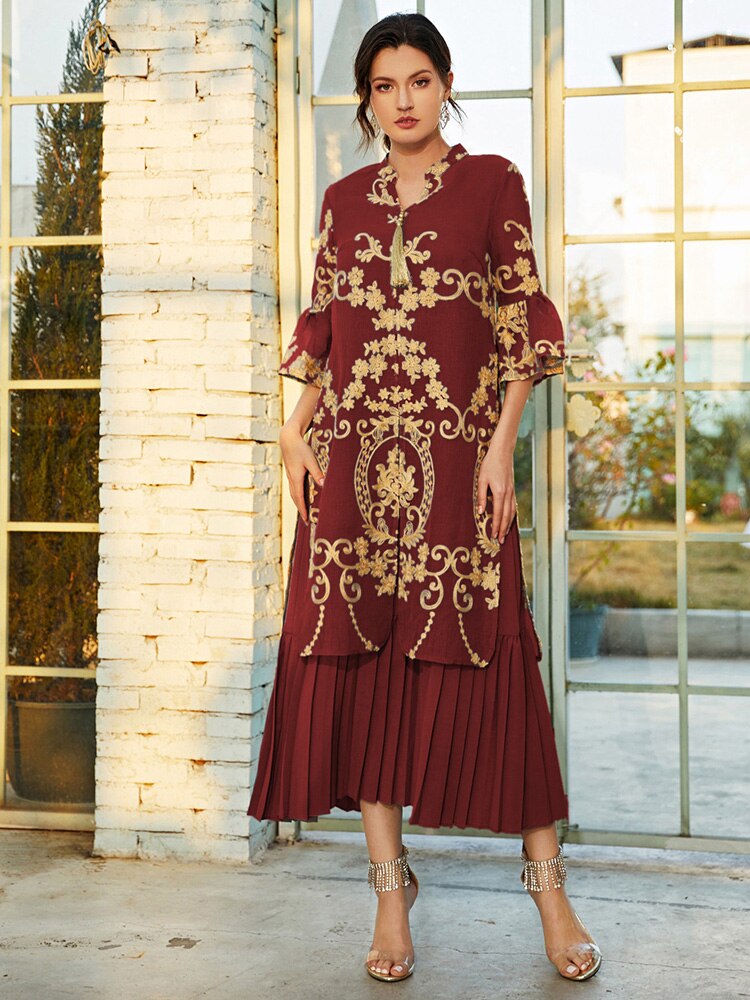 TOLEEN Women Luxury Elegant Maxi Long Shirt Dresses 2022 Summer Casual Embroidery Abaya Muslim Turkey Evening Party Robe Vestido