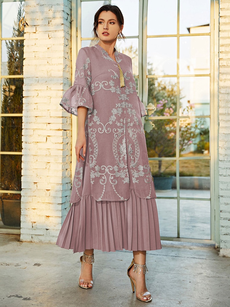 TOLEEN Women Luxury Elegant Maxi Long Shirt Dresses 2022 Summer Casual Embroidery Abaya Muslim Turkey Evening Party Robe Vestido