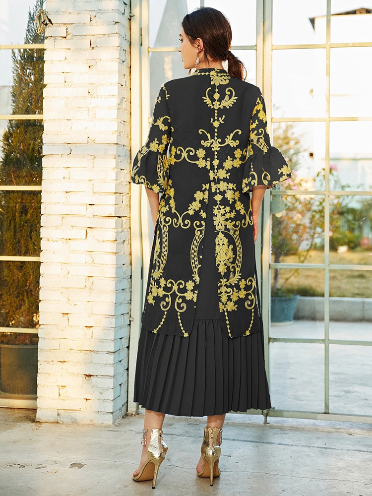 TOLEEN Women Luxury Elegant Maxi Long Shirt Dresses 2022 Summer Casual Embroidery Abaya Muslim Turkey Evening Party Robe Vestido