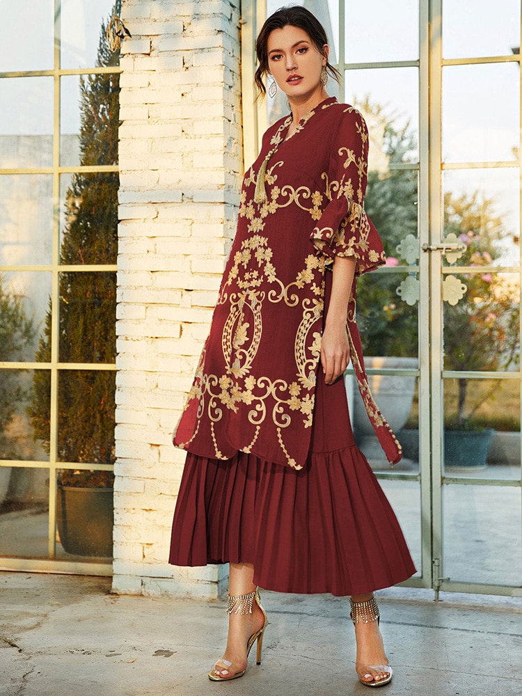 TOLEEN Women Luxury Elegant Maxi Long Shirt Dresses 2022 Summer Casual Embroidery Abaya Muslim Turkey Evening Party Robe Vestido