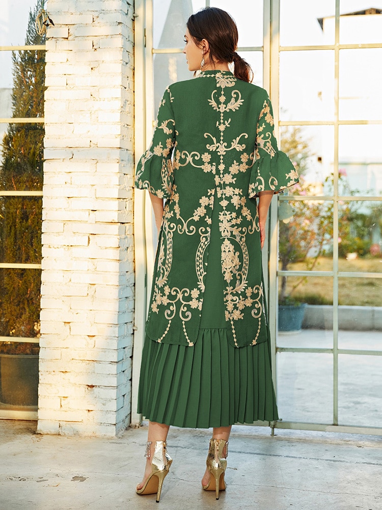 TOLEEN Women Luxury Elegant Maxi Long Shirt Dresses 2022 Summer Casual Embroidery Abaya Muslim Turkey Evening Party Robe Vestido