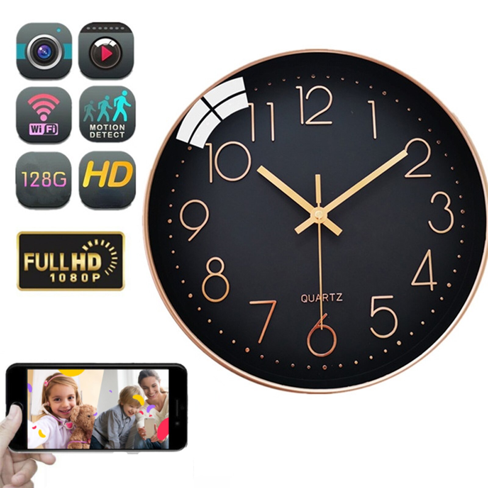 New Wireless Wall Clock Camera 1080P Full HD Mini Camcorder Home Security Night Vision Support Mobile Phone Remote Viewing